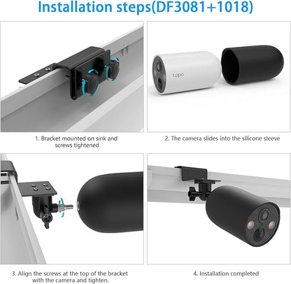 Gutter Mount with Silicone Cover Skin for TP-Link Tapo MagCam 2024 PCMag(Tapo C425) and Tapo SolarCam 2K Security Cameras (Black)
