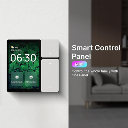3.5 Inch Smart Home Control Panel with 3 Gang Relay Touchscreen and 3 Button, All-in-One APP Control Home Devices Switch Wall Mount Smart Panel, Built-in IR&Voice Assistant - White