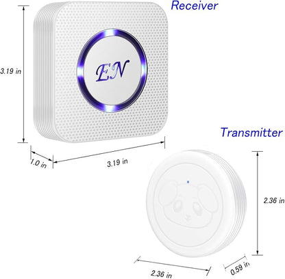 Dog Door Bell, Wireless Dog Doorbells for Potty Training,Doggie Door Bell with Waterproof Touch Button, Dog Bells to Go Outside Included 1 Receiver and 1 Transmitter, White