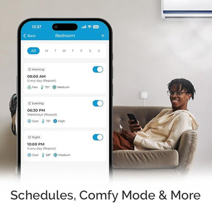 Breez Lite | Smart AC Controller for Mini-Split, Window & Portable Air Conditioners & Heat Pumps | Free App, No Subscriptions | Alexa, Google, Siri Shortcuts, SmartThings, IFTTT (White)