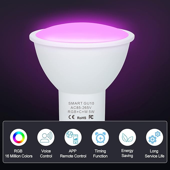 Irfora 5W ZigBee Smart Bulb Dual Mode White & RGB 16 Million Colors GU10 Smart Lamp APP Remote Control Voice Control Timing Function Multid LED Intelligent Bulb AC85-265V