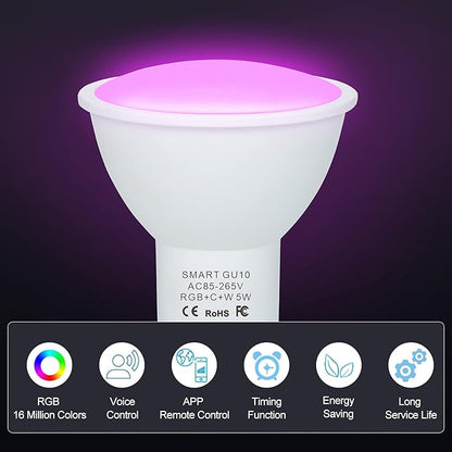 Irfora 5W ZigBee Smart Bulb Dual Mode White & RGB 16 Million Colors GU10 Smart Lamp APP Remote Control Voice Control Timing Function Multid LED Intelligent Bulb AC85-265V