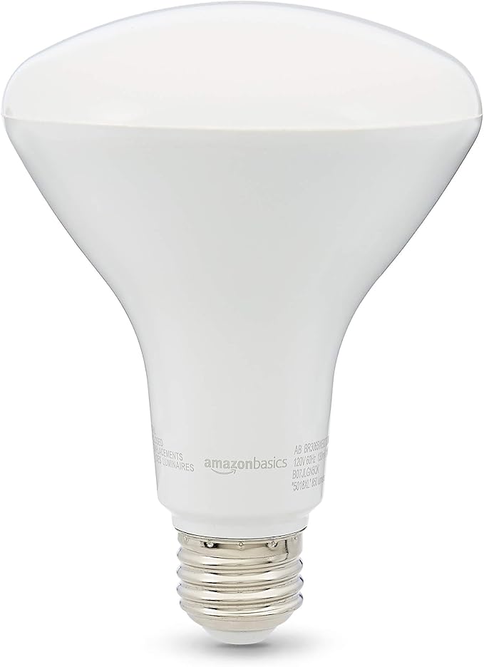 Amazon Basics BR30 LED Light Bulb, 65W Equivalent, 11W Energy Efficient, E26 Standard Base, Soft White 2700K, Dimmable, 10,000 Hour Lifetime, 16-Pack