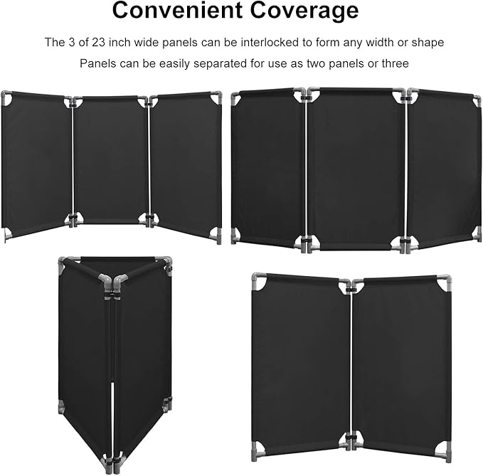 3 Panels Safety Barricade 5.8FT Foldable Security Sign Barrier Gate with Heavy Duty PVC Frame High Visibility Caution Symbol Crowd Control Restricted Area Pedestrian Barricade Traffic Fence Black