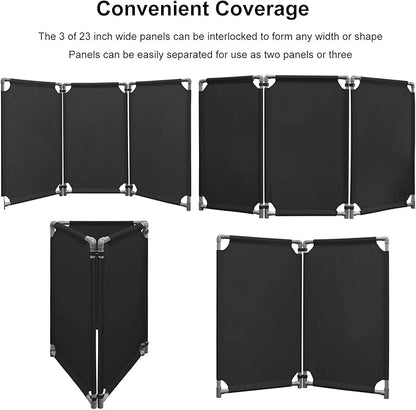 3 Panels Safety Barricade 5.8FT Foldable Security Sign Barrier Gate with Heavy Duty PVC Frame High Visibility Caution Symbol Crowd Control Restricted Area Pedestrian Barricade Traffic Fence Black