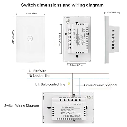 Jinvoo Smart Light Switch, ZigBee Light Switch, Zigbee Switchh, Alexa Lightt Switchh, Compatible with Alexa and Google, Smart Life Control, Glass Panel Timer, Requires a Zigbee hub (1 Gang)