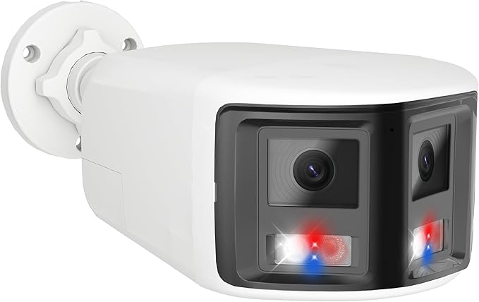 Anpviz 180° 6MP Dual Lens Security Camera, 180 Degree Panoramic View Bullet Wired POE IP Camera, Active Deterrence Red & Blue Strobe Flash Light and Audio Alarm, Color Night Vision MD2.0 (H Series）