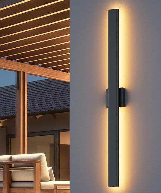 Aipsun Black Outdoor Wall Sconce 3000K 4000K 6000K, 47.2in Modern Exterior Light 1 Pack, Long LED Linear Wall Light Outside Lighting for Entrance, Hallway, Garage, Porch(3CCT)