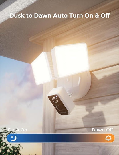 Security Floodlight Camera Outdoor - Flood Lights Camera Wired Motion Lights 2-Way Audio 2K and 150dB Siren 4230 lm 2.4G&5G WiFi Alexa-Compatible 3000-5000K 24/7 Recording for Home Security