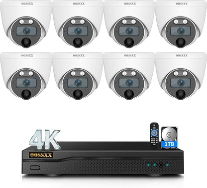 4K HD-Analog Wired Security Camera System 8 Dome CCTV Cameras 1TB HDD
