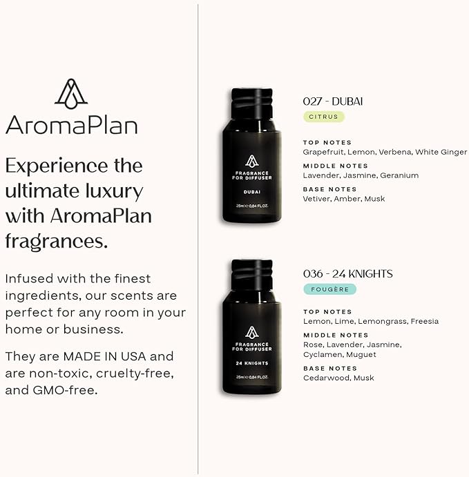 AromaPlan 5 Star Collection Plug in Diffuser (Fragrances+Sample Set Included)-Cold Air & Waterless Diffusers for Home & Office- Silent Wall Diffuser Plug in, Bluetooth App Control, 1000 sq. Ft (Black)