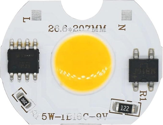 10pcs LED COB lamp Bead 5W 9V COB Chip 220V Smart IC No Need Driver DIY Flood Light Led Bulb Spotlight Outdoor Chip Lamp(White)