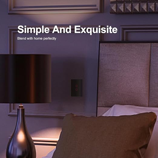 LIVOLO Modern Electrical Light Switch Tempered Glass Panel Single Pole Wall Touch Light Switch with Led Indicator,No Neutral Wire,2 Circles 1 Way (Black) | Tempered Glass Switch with Led Indicator,No Neutral Wire Required,Touch control,LED indicator, s...