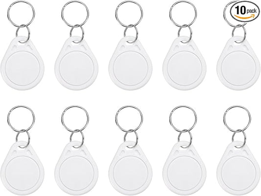 PATIKIL 10 Pcs 13.56MHz CUID Writable Rewritable Smart Key Fobs, Clone IC Key Fob Tags Blank Smart Card Key Classic 1K for Entry Access Control System, White