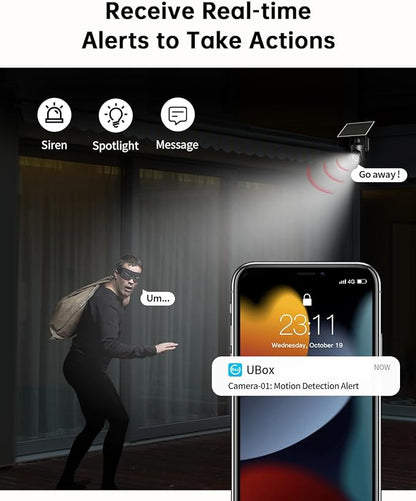 No WiFi Security Camera with Built-in 4G LTE SIM Card, 360° Panoramic View, 2K Live Video, Color Night Vision, Instant Alerts, Phone Access, Solar Cellular Camera Outdoor for Remote Area (2PC)