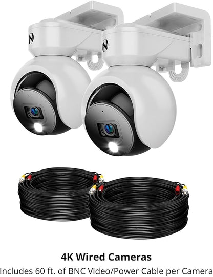 Night Owl® Add On Wired 4K Deterrence Cameras with 2-Way Audio - 2 Pack - White