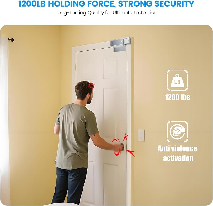 WiFi Smart Magnetic Lock for Door Kit, 1200lbs Holding Force Magnetic Door Lock System with App/Remote Control, 4 Modes, Sound Alerts, Easy Install for Home & Office