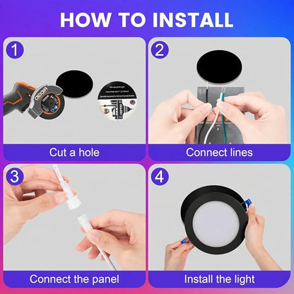 Xsky Smart Recessed Lighting 6 inch 4 Pack, Black Trim, Dimmer Switch Include, Zigbee 3.0 Light, RGBW Dimmable, Downlight, Compatible with Alexa, Home Assistant, SmartThings,16 Million Colors