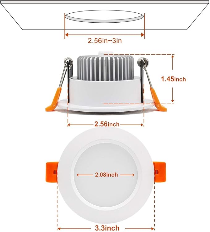 YGS-Tech 3 Inch LED Recessed Lighting, Dimmable Downlight 5W(40W Halogen Equivalent), CRI80, 4000K Natural White, Ceiling Light with LED Driver(1 Pack)