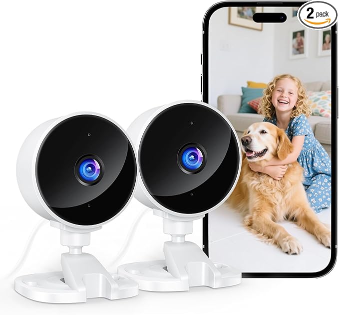 YOTON Indoor Security Camera 2.4GHz 2pcs, Baby Monitor, Pet Camera, Dog Cam, Night Vision, 2-Way Audio, Motion Detection, Works w/Alexa, Subscription Free Local Storage or Optional Cloud