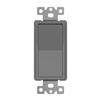 ENERLITES 4-Way Decorator Paddle Rocker Light Switch, Gloss Finish, Clamp Down Wiring, Grounding Screw, Residential Grade, 15A 120V/277V, UL Listed, 94150-GY, Gray