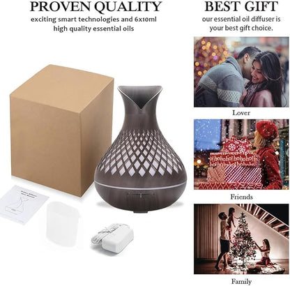 Smart WIFI Essential Oil Diffuser, 500ml Aromatherapy Diffuser Humidifier for Large Room, Works with Phone App & Alexa Google Home Voice Control, 7 LED, Create Schedules and 4 Timer, Auto Shut-Off,Dar