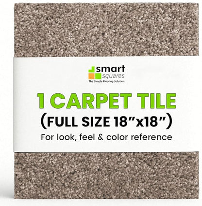 Smart Squares Easy Street Premium Plush Carpet Tiles, Made in USA – 18x18 Peel and Stick Floor Tiles with Attached Padding – Seamless DIY Carpet Squares (2.5 Sq Ft, 1 Tile, 858 Acorn)