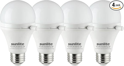 Sunlite ShabBulb, Shabbat Permissible LED Light Bulb, 7 Watt (40 Watt Equivalent) 3000K Warm White, 4 Pack