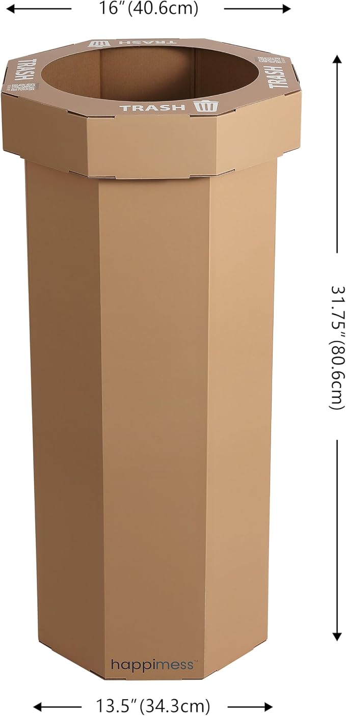 happimess Fleur 25 Gal Trash Can Bin, Brown, Set of 2
