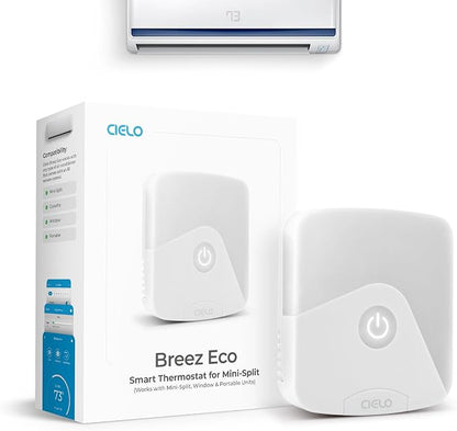 Breez Eco Smart AC Controller for Mini-Split, Window, Portable ACS (White)