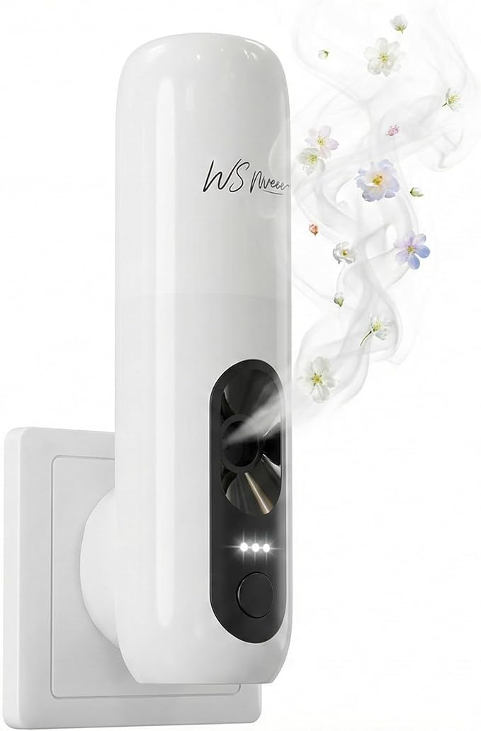Waterless Essential Oil Diffuser for Home 161 Sqft - Plug in Waterless Diffuser Diffuser for Bedroom & Bathroom, 25dB Ultra-Quiet, Portable Wall Diffuser,Better with Pure Oil