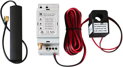 Bi-Directional Single Phase WiFi Energy Meter, DIN Rail, Split Core CT 150A, Solar PV Monitoring, Works with Alexa, Home Assistant, Node-RED, Modbus TCP/RTU, Lifetime Basic Cloud Service