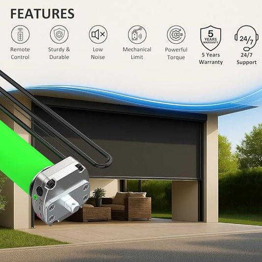 DC12V Motorized Roller Shade Motor with Manual Crank & Remote, 45mm Electric Awning Tubular Motor, Dry Contact Smart Blinds Retrofit Kit (50 N.m for Φ50mm（2") Groove Tube