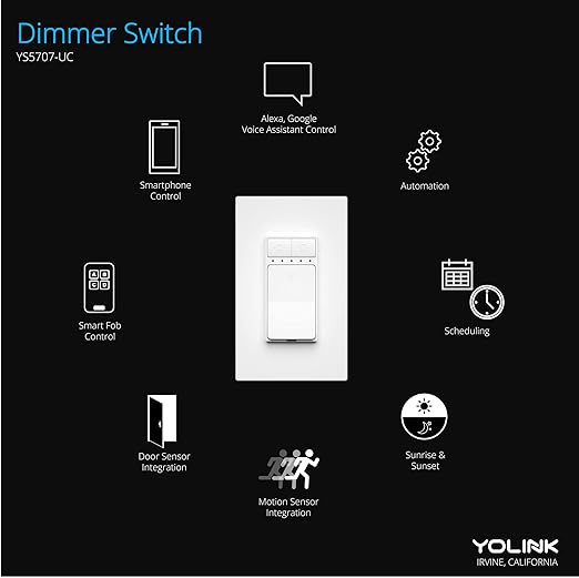 YoLink Smart Dimmer Switch, Alexa, Google, IFTTT Integration, Neutral Wire & YoLink Hub is Included