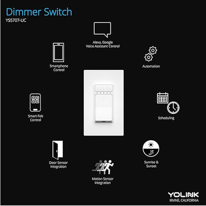 YoLink Smart Dimmer Switch, Alexa, Google, IFTTT Integration, Neutral Wire & YoLink Hub is Included