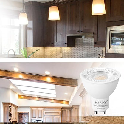 haraqi 6 Pack GU10 120V 5W LED Bulb, 400LM 3000K Soft Warm Light, 50W Equivalent Reflector Flood Replacement Light Bulbs for Kitchen Hood, Ceiling Fan, Table Lamps