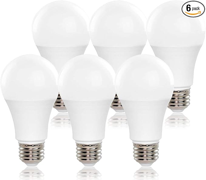 LED A19 Light Bulbs | 9 Watt (60 Watt Equivalent) | E26 Base | Warm White 3000K | EcoSmart Lights | High Output 825 Lumens | Long Term Care Lighting | 6 Pack by GoodBulb