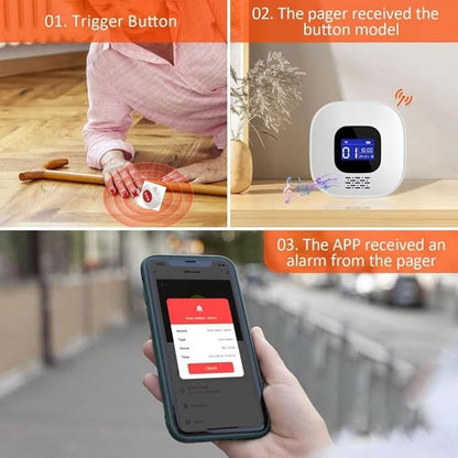 VOCA Wireless Personal Alarms & Pager for Elderly, Emergency Alarm, SOS Button, Panic Alarm, Nurse Call Bell, SOS System for Home/Personal, Caregiver Pager, Seniors, Patients, Disabled, 2.4G WiFi