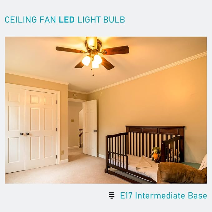 Maelsrlg E17 Intermediate Base LED Bulb, 6W (60 Watt Equivalent) G14 Globe Ceiling Fan Light Bulbs, Soft White 2700K, 600 Lumens, Non-Dimmable, Pack of 6