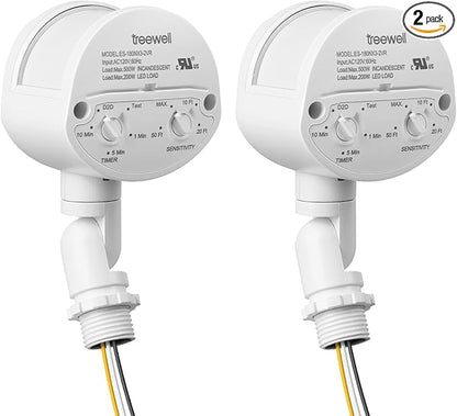 2 Pack Motion Sensor, 180-Degree Replacement Motion Detector, Adjustable Time & Detection Sensitiity Up to 60 Feet Range, 3 Working Modes Pir Motion Sensor for Security Floodlight, White, UL Listed