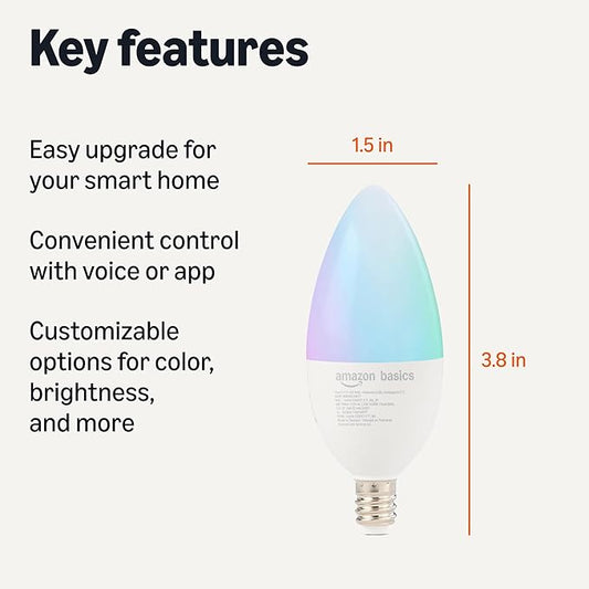 Amazon Basics Smart Recessed 5/6 Inch Downlight, Color Changing, Works with Alexa Only, Control from Anywhere with Voice or App, 2.4GHz WiFi, 1-Pack