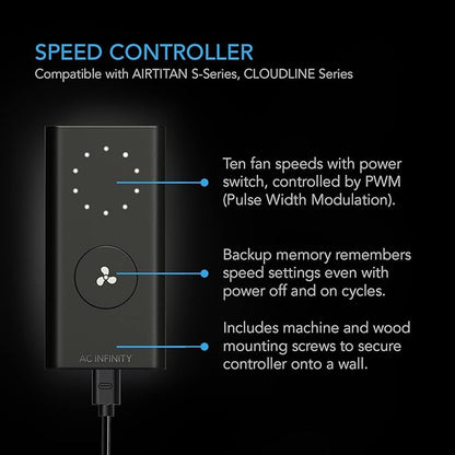 AC Infinity AIRTITAN S3, Ventilation Fan 6" with Speed Controller, IP-55 Rated for Crawl Space, Basement, Garage, Attic, Shed, Hydroponics, Grow Tents