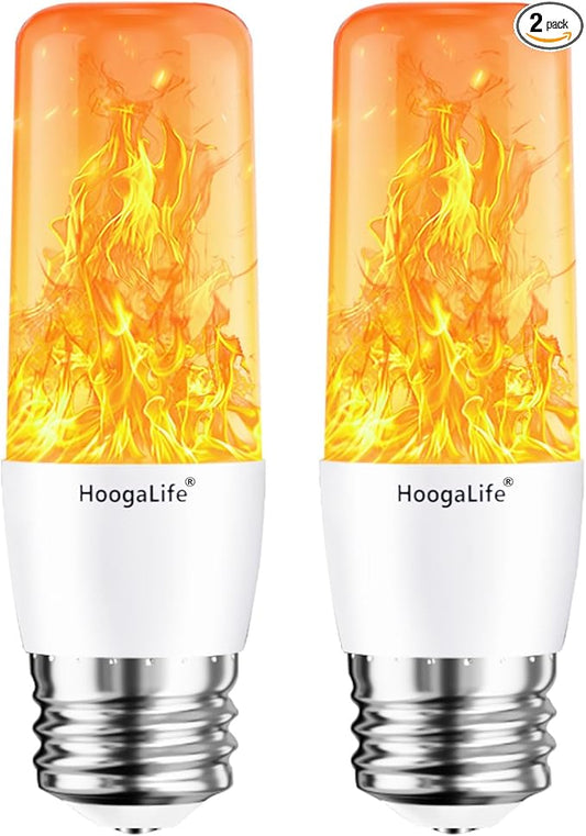 HoogaLife Flame Light Bulbs, Warm Flickering Light Bulbs Effect of Real Fire, E26 Led Flame Light Bulb for Christmas, Halloween, Party Patio Porch Home Holiday Indoor & Outdoor Decorations-2 Pack