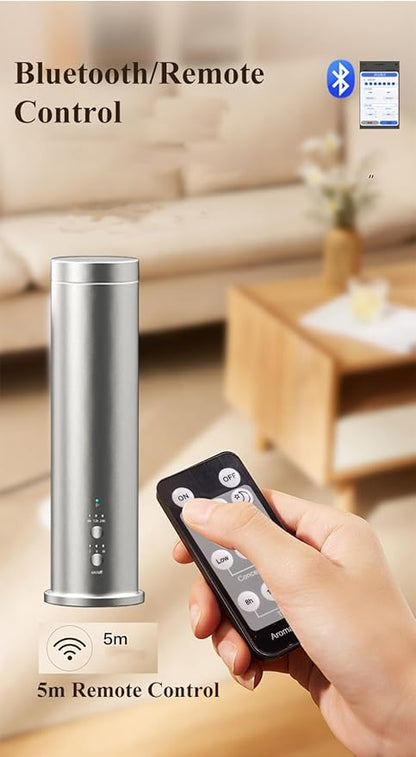 Smart Essential Oil Diffuser, 1500 Sq Ft Coverage, Cold Air Tech, Bluetooth App Control, Remote, Timer & Adjustable Mist, for Home Office Hotel - Black