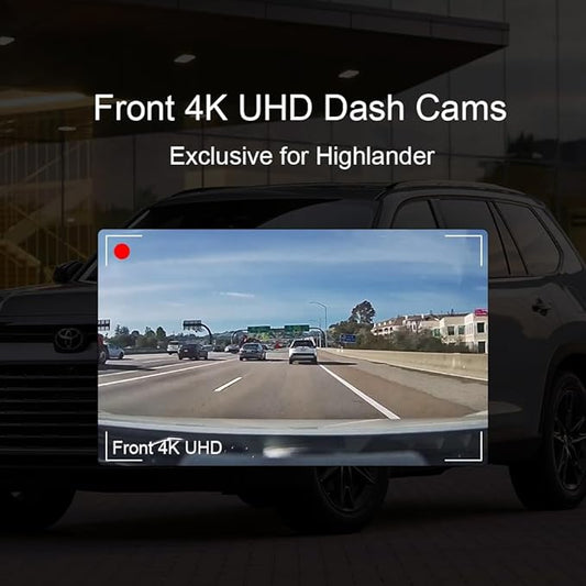 Front 4K Dash Cam for 2020-2025 Toyota Highlander LE Limited L XLE XSE Platinum (Gen4/UX70), OEM Look, Dual HD Video, WiFi & APP, Loop Recording, G-Sensor, Easy to Set, 128GB Card (F10)