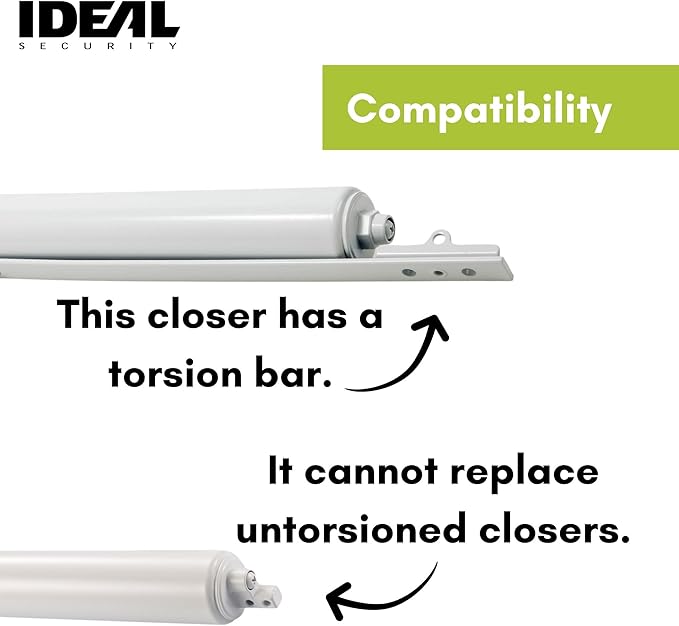 Ideal Security SK3015 Heavy Pneumatic Storm and Screen Door Closer with Torsion Bar, White
