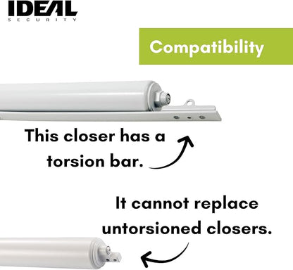 Ideal Security SK3015 Heavy Pneumatic Storm and Screen Door Closer with Torsion Bar, White