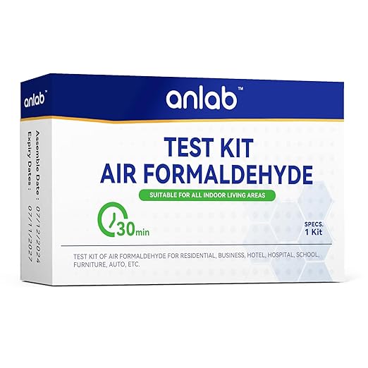 anlab™ Air Formaldehyde (HCHO) DIY Test Kit - Used for Air Quality Testing, Detector Used for Home, Residential, Business, Hotel, Hospital, School, Furniture, Auto (Pack of 1)