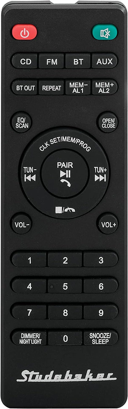 Studebaker Workstaton HiFi Music System with Bluetooth, FM Radio, CD, and Qi Wireless Charging Station (Black)