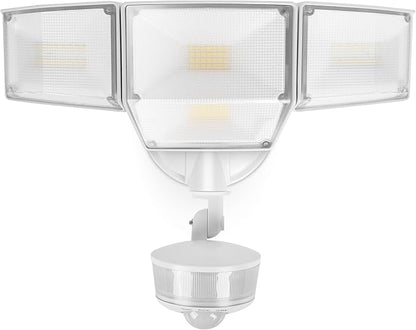 LUTEC 84W 9500LM LED Security Light Motion Sensor Outdoor Lights with Night Light, 4 Head LED Flood Lights 5000K Daylight, IP65 Waterproof, Motion Detected Lights for Outside (White)